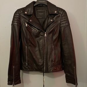 Size small Marc New York black 100% leather biker jacket.